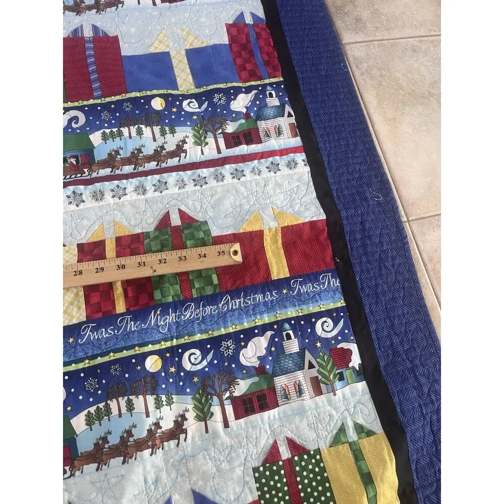 Vintage Handmade Christmas Quilt Blanket